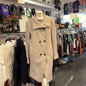 Ellen Tracy Double Breasted Wool Blend Coat Size M
